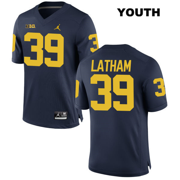 Youth NCAA Michigan Wolverines Evan Latham #39 Navy Jordan Brand Authentic Stitched Football College Jersey SU25W02LT